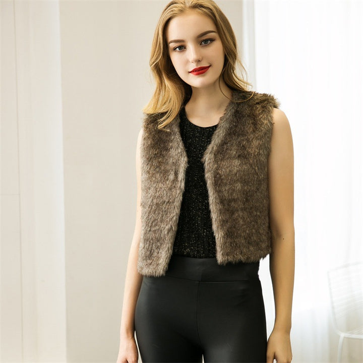 Women's Imitation Fur Fur Vest-Sweaters-Zishirts