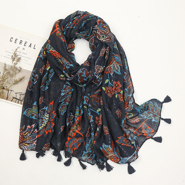 Women's Fashion Bohemian Rhinestone Printed Scarf-Scarves & Wraps-Zishirts