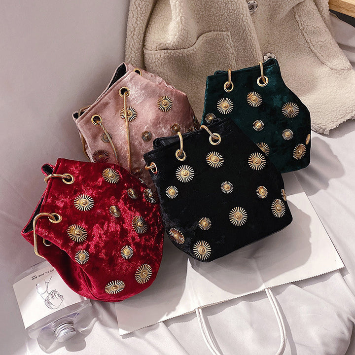 Women's Fashion Velvet Bucket Bag-Women's Bags-Zishirts