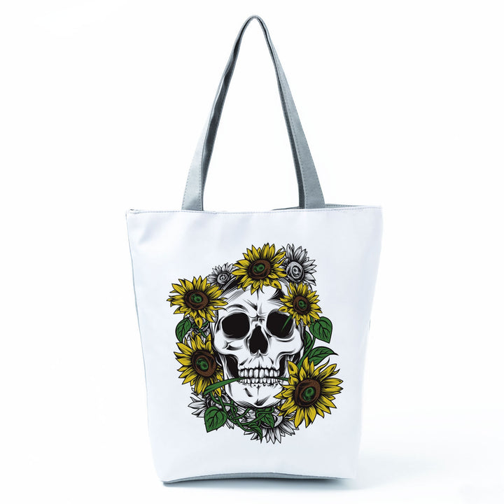 Portable Large Capacity Skull Printed Handbag-Women's Bags-Zishirts