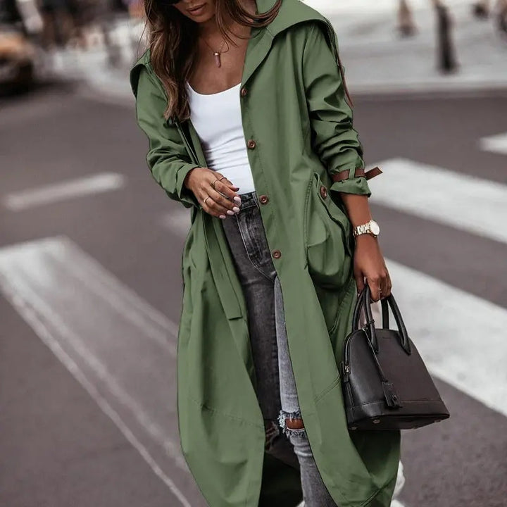 Fashion Personality Casual Lapel Mid-length Trench Coat Women-Jackets-Zishirts