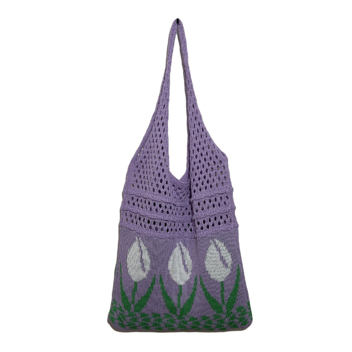 Flower Tulip Vintage Knitted Shoulder Bag-Women's Bags-Zishirts