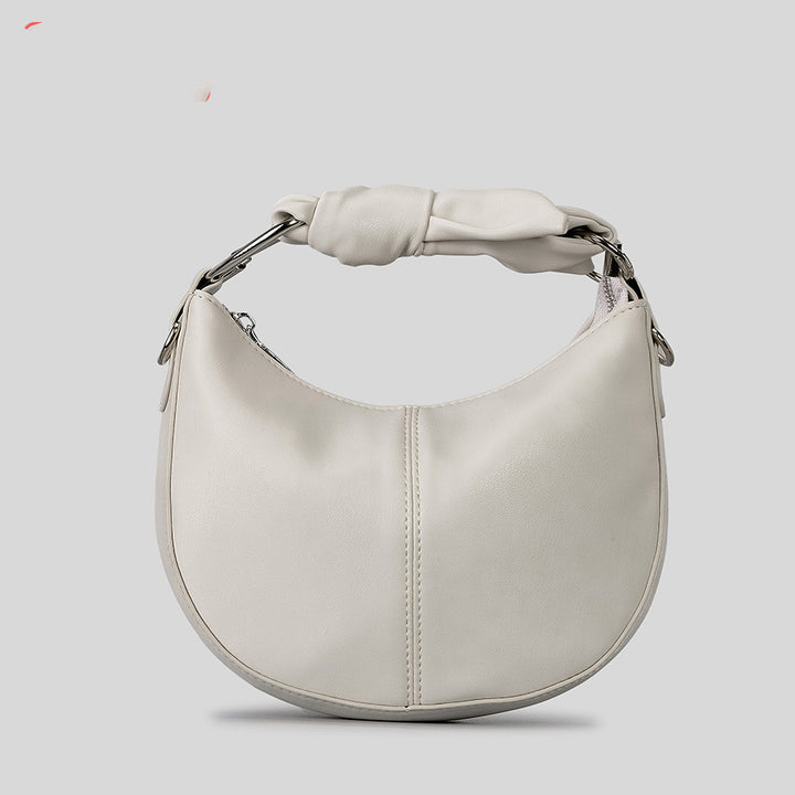 Fashionable Simple Soft Pu Saddle Bag Women's Niche Stitching Knotted Handbag-Women's Bags-Zishirts