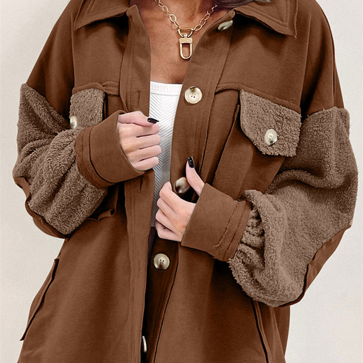 Autumn And Winter Plush Splicing Loose Jacket-Women's Outerwear 2023-Zishirts