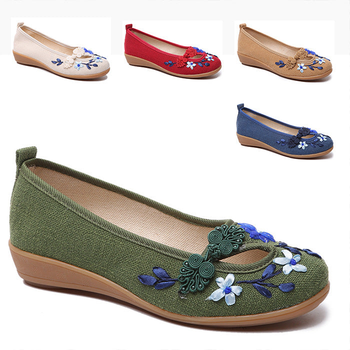 Women's Cotton And Linen Ethnic Style Handmade Embroidered Shoes-Womens Footwear-Zishirts