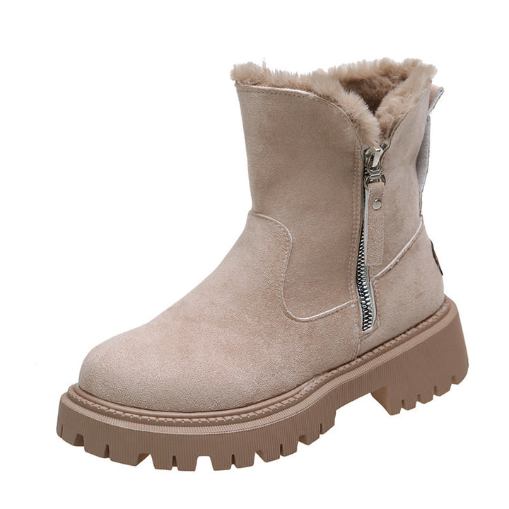 Thick Plush Snow Boots Women Faux Suede Non-slip Winter Shoes-Womens Footwear-Zishirts