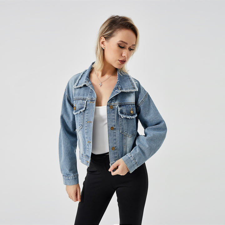 Women's Denim Long Sleeve Jacket Fashion Top-Jackets-Zishirts