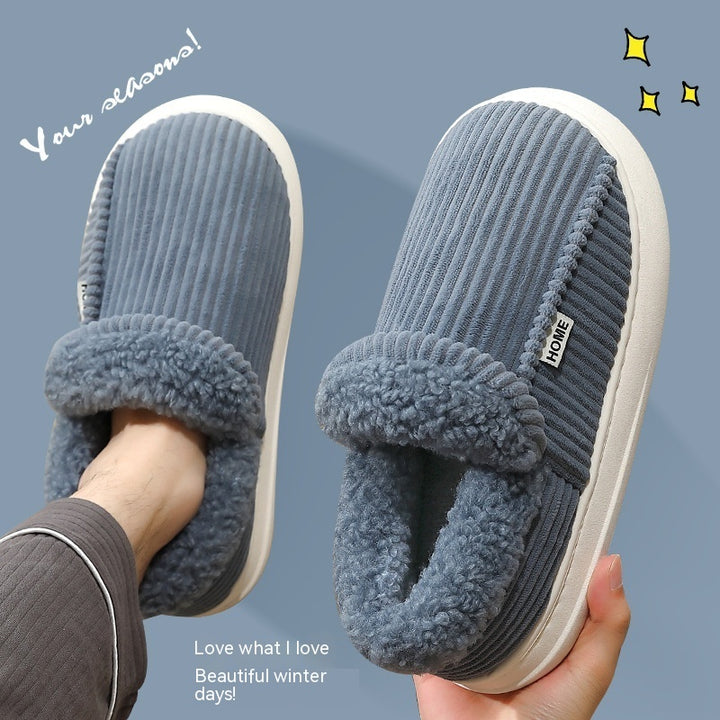 Ankle Wrap Cotton Slippers Winter Women's Plus Size Thickened Fleece-lined Warm Slugged Bottom-Womens Footwear-Zishirts