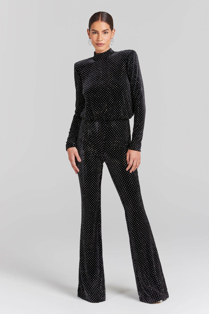 Fashionable Sequin Half High Neck Long Sleeved Jumpsuit-Women's Outerwear 2023-Zishirts