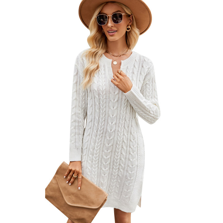 Women's Twisted Midi Knitted Dress-Sweaters-Zishirts