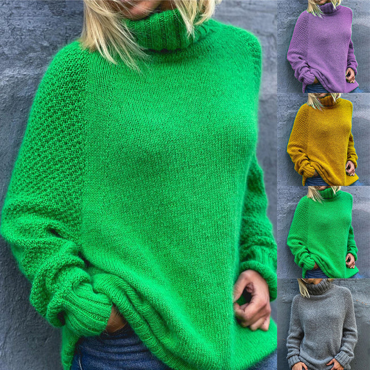 New Multicolor Sweater Solid Color Turtleneck Casual-Sweaters-Zishirts