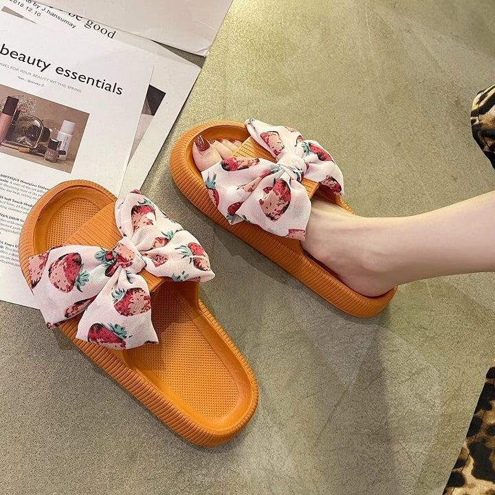 Women's Fashion Casual Strawberry Bow Casual Slippers-Womens Footwear-Zishirts