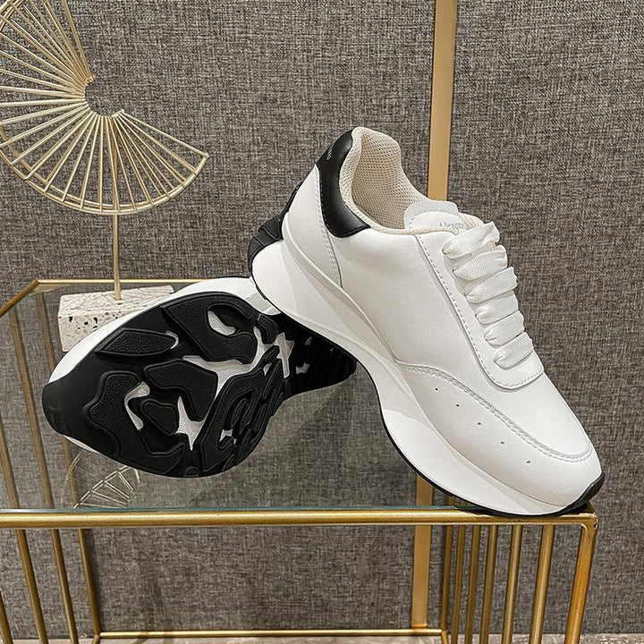 Leather Sports Casual Shoes White Shoes Four Seasons Raise The Bottom Dad Shoes-Womens Footwear-Zishirts