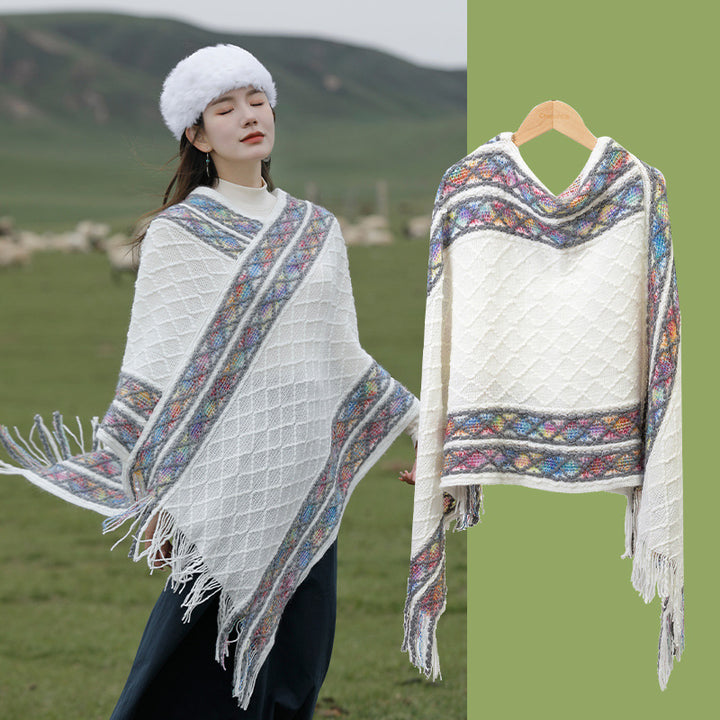 Autumn And Winter New Ethnic Style Shawl Travel Tassel Cloak-Scarves & Wraps-Zishirts