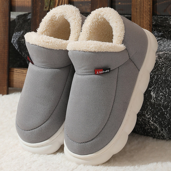 Winter Plush Cotton Shoes Women Men Warm Suede House Shoes For Parents Solid Color Thick-soled Garden Shoes Outdoor-Womens Footwear-Zishirts