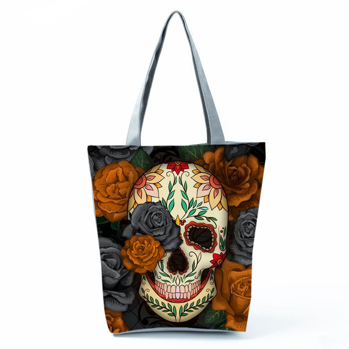 Portable Large Capacity Skull Printed Handbag-Women's Bags-Zishirts