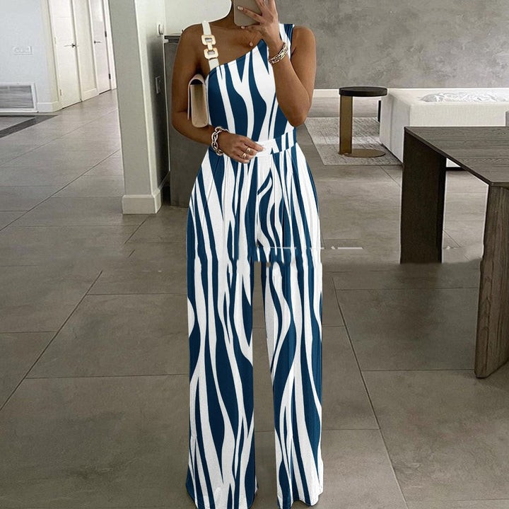 Women's Metal Buckle Vest Top High Waist Wide Leg Jumpsuit-0-Zishirts