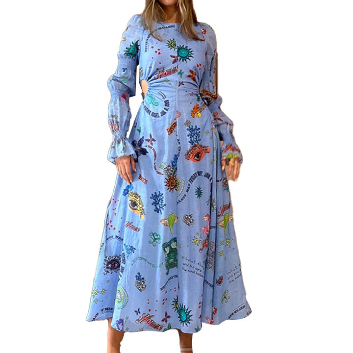 Elegant Printed And Painted Dress-Lady Dresses-Zishirts