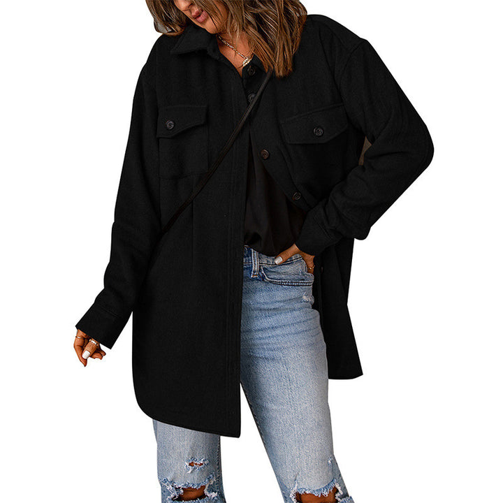 Women's Corduroy Solid Color Single Breasted Casual Lapel Woolen Jacket-Jackets-Zishirts