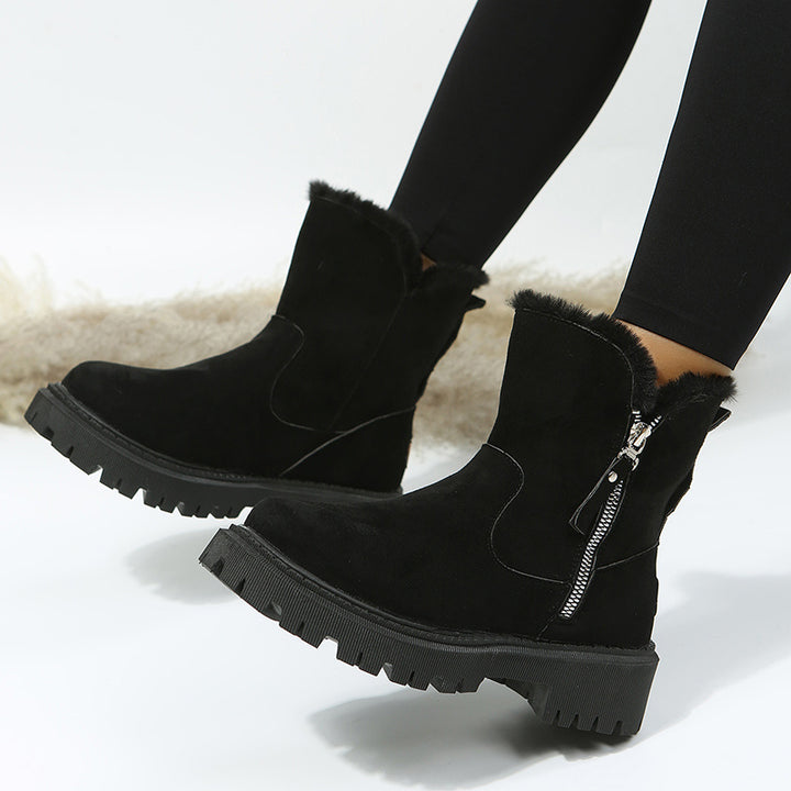 Thick Plush Snow Boots Women Faux Suede Non-slip Winter Shoes-Womens Footwear-Zishirts