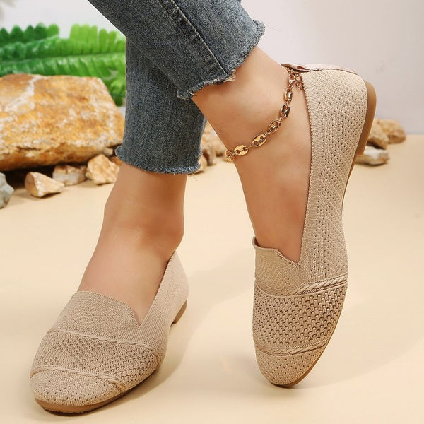 Women's Ballet Flats Round Toe Soft Sole Slip On Lazy Shoes Walking Flat Loafers-Womens Footwear-Zishirts