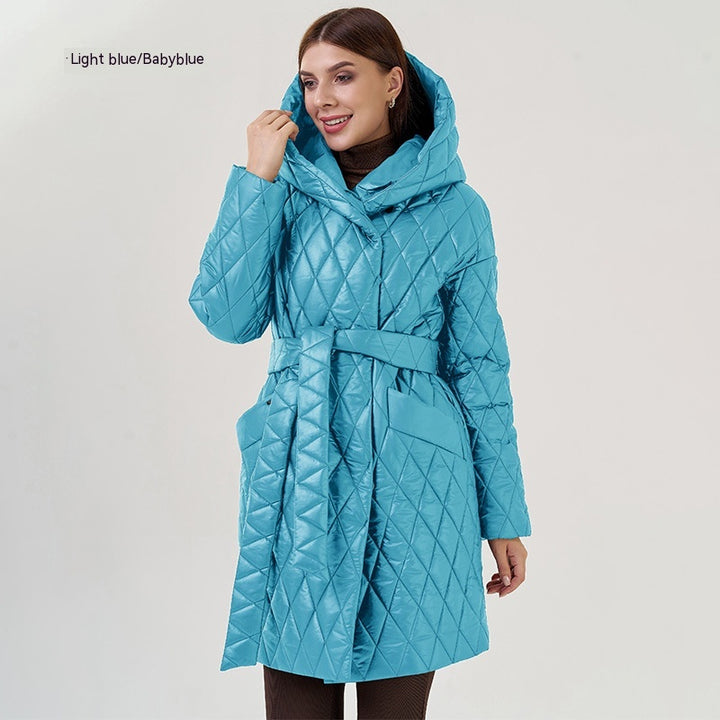 Women's Cotton-padded Jacket Slim-fit Lace Up Lapel Long-sleeved Coat-Jackets-Zishirts