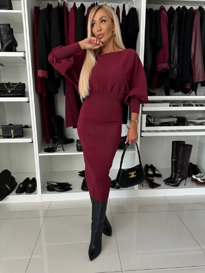 Women's Slim Fit Dress Oversized Knit-Lady Dresses-Zishirts