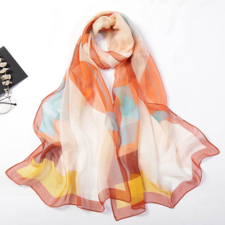 Casual Colorful Triangle Geometric Light And Delicate Silk Scarves-Scarves & Wraps-Zishirts