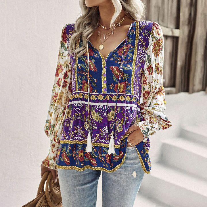 Autumn Bohemian Casual Style Rayon Long-sleeved Shirt For Women-Blouses & Shirts-Zishirts