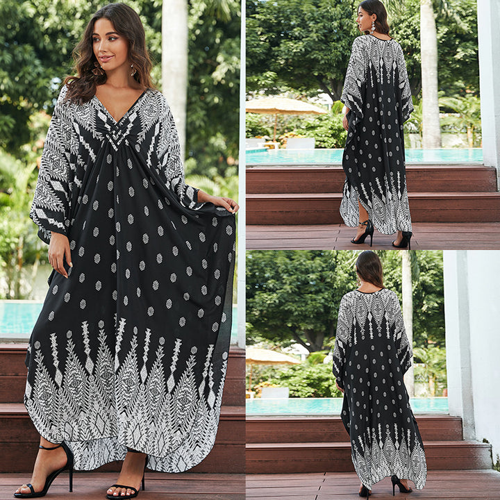 Cotton Beach Cover-up Vacation Sun Protection Long Dress-Womens 2024 March-Zishirts