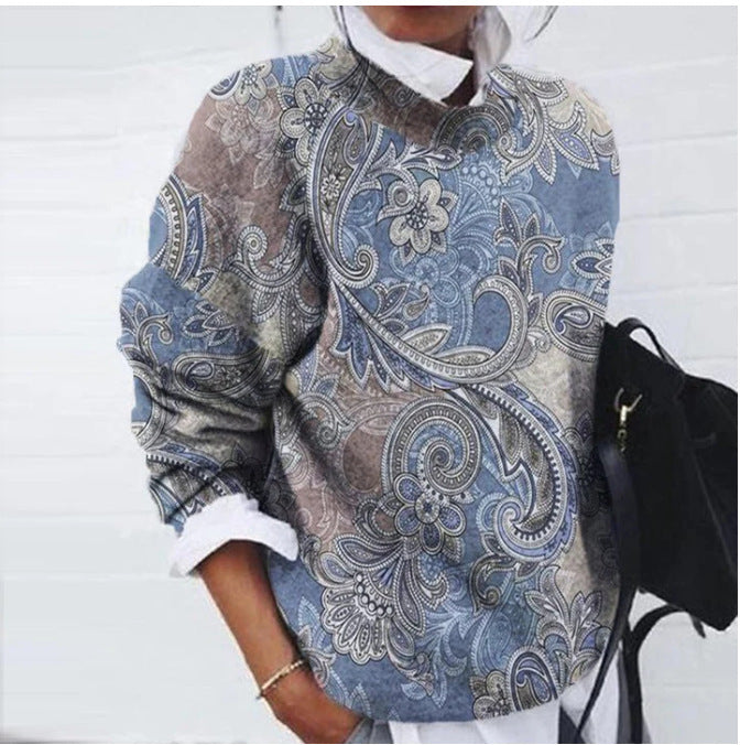 Women's Fashion Flower Printed Loose Top-Women's Outerwear 2023-Zishirts