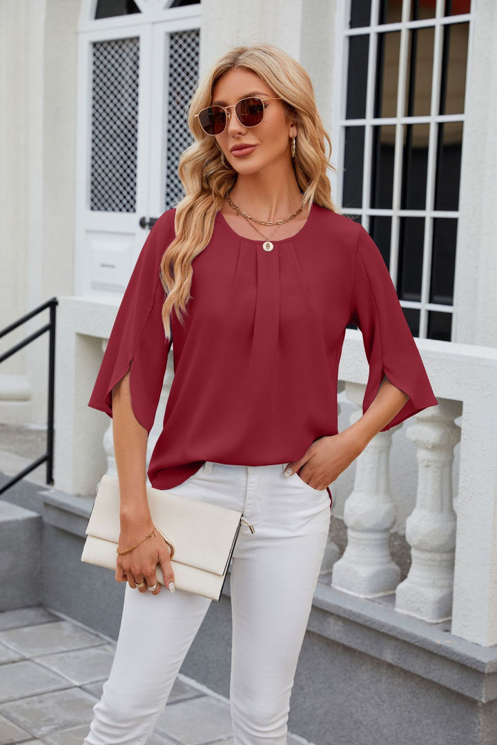 Fashionable Loose Chiffon Blouse Top For Women-Womens 2024 March-Zishirts