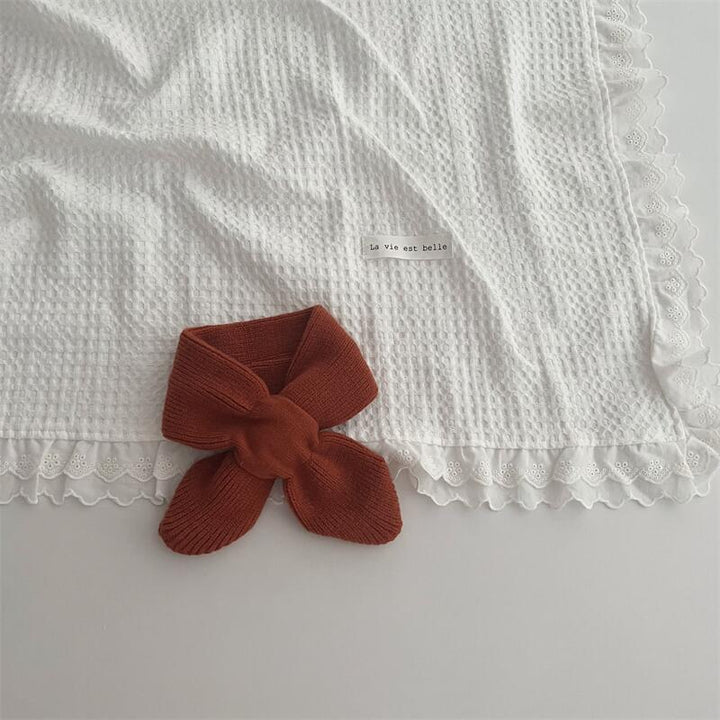 Korean Version Of Solid Color Knitted Cross Small Scarf-Scarves & Wraps-Zishirts