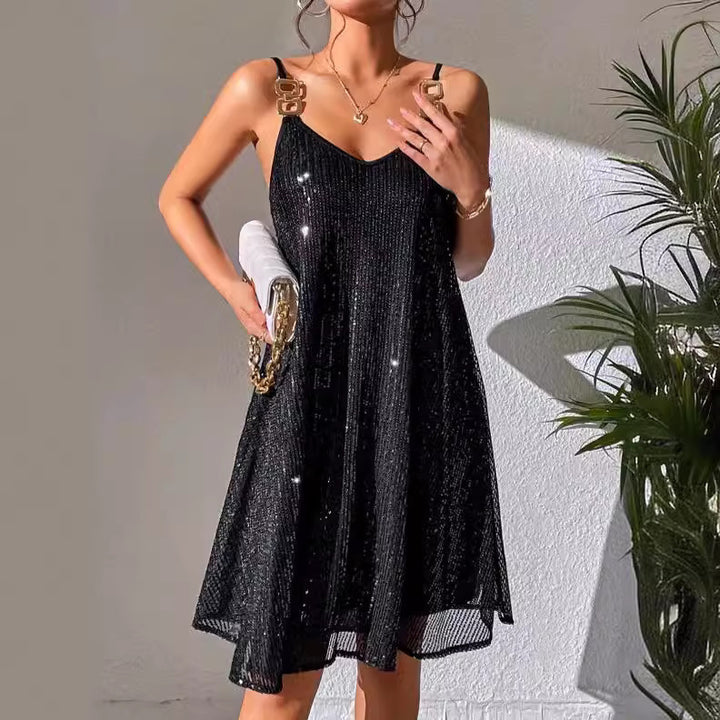 European And American Style Elegant Sequins Dress-Lady Dresses-Zishirts