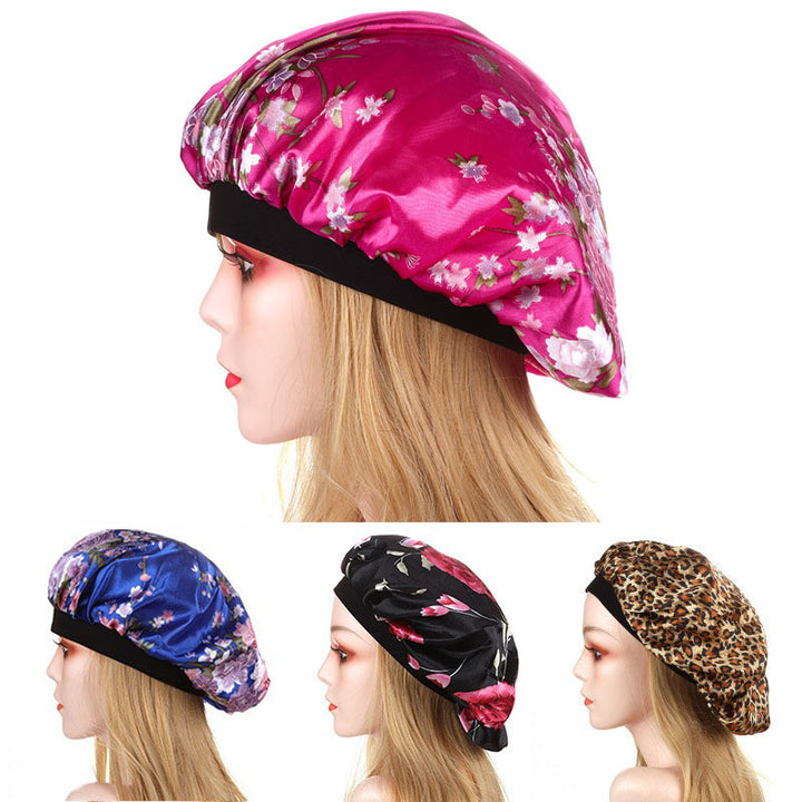 Printed Satin Elastic Wide Edge Nightcap-Women's Outerwear 2023-Zishirts