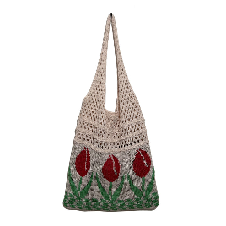 Flower Tulip Vintage Knitted Shoulder Bag-Women's Bags-Zishirts