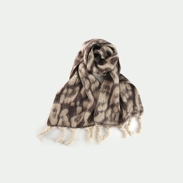 Classic Hand Knotted Fringed Leopard Scarf-Scarves & Wraps-Zishirts