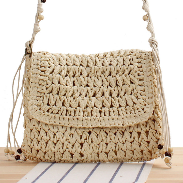 Flip Crossbody Straw Fan Face Flower Woven Bag-Women's Bags-Zishirts