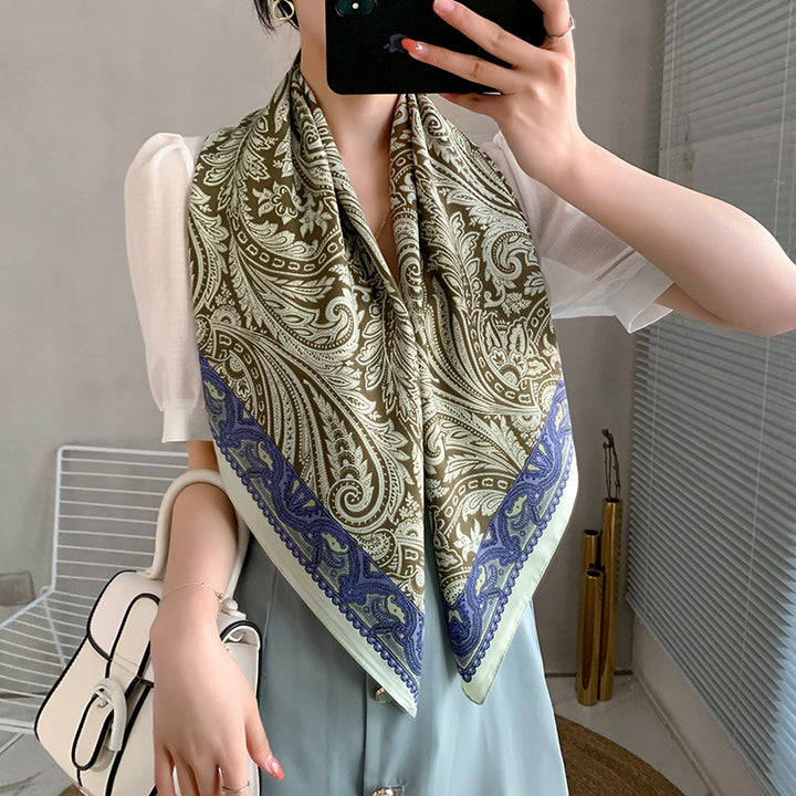 New 90cm Twill Silk Large Square Women's Shawl-Scarves & Wraps-Zishirts