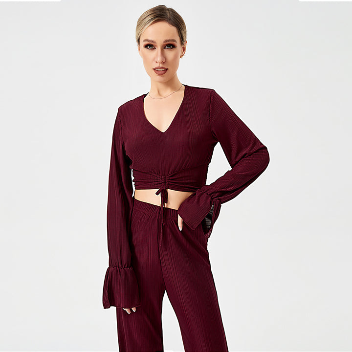 Two Piece Pants Set Long Sleeve Top-Suits & Sets-Zishirts