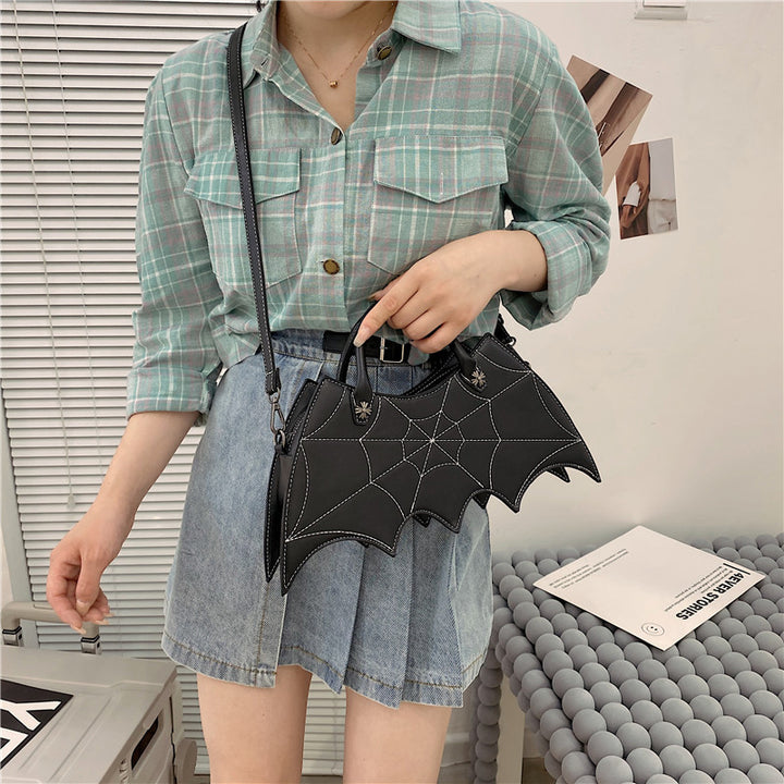 Halloween Spider Web Shape Shoulder Bags Personality Batgirl Tide Pu Handbags Fashoin Messenger Crossbody Bag-Womens 2024 March-Zishirts