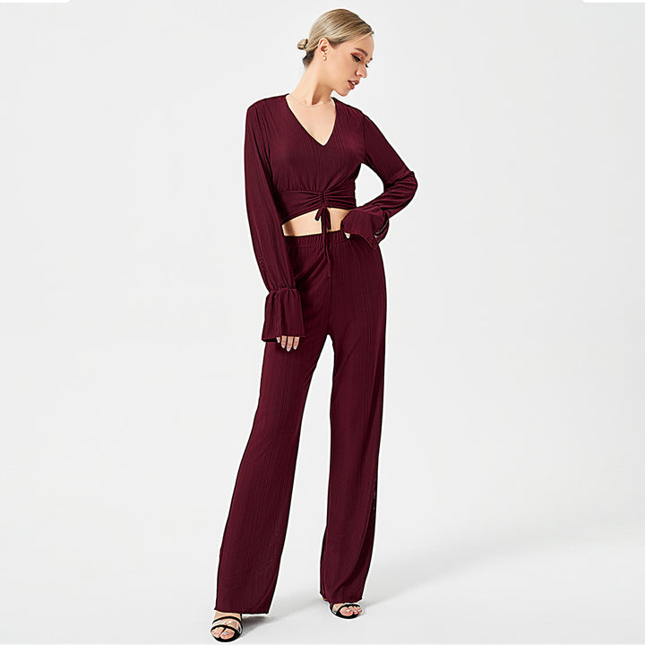 Two Piece Pants Set Long Sleeve Top-Suits & Sets-Zishirts