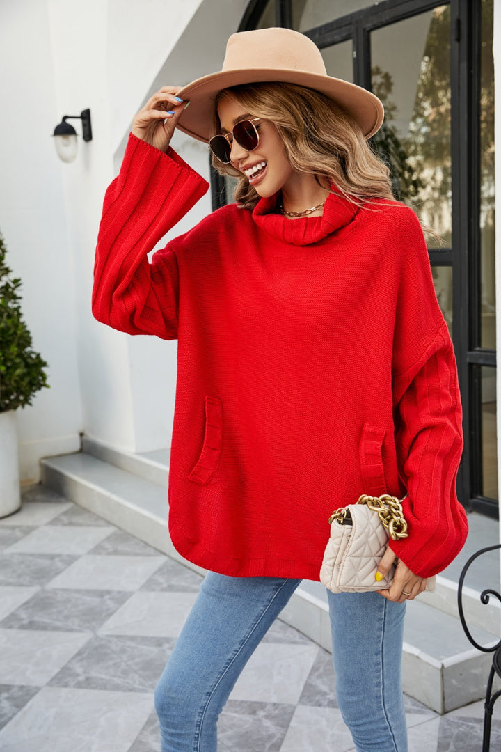 New Solid Color Pullover Knitwear Women's Loose Plus Size Turtleneck Sweater-Sweaters-Zishirts