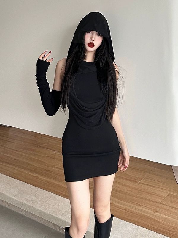 Women's Sheath Slim-fit Slimming Hooded Dress-Lady Dresses-Zishirts