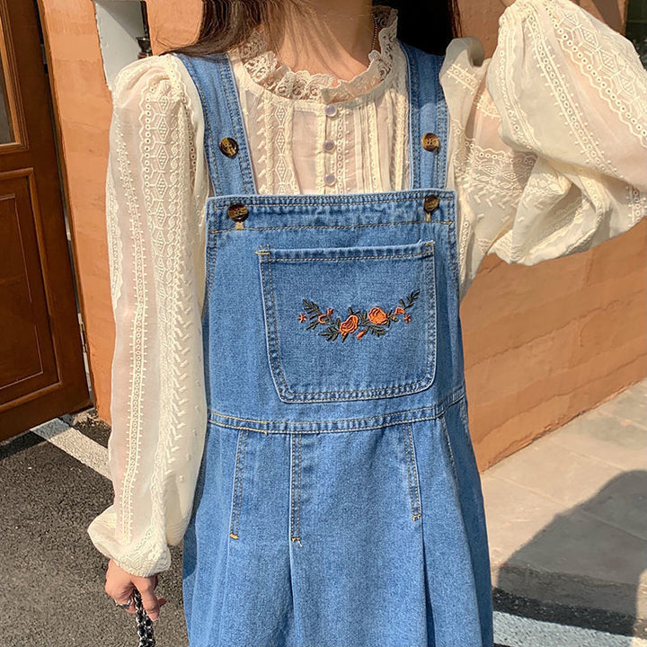 Women's Denim Suspender Skirt Retro Waist-controlled Loose-Womens 2024 March-Zishirts