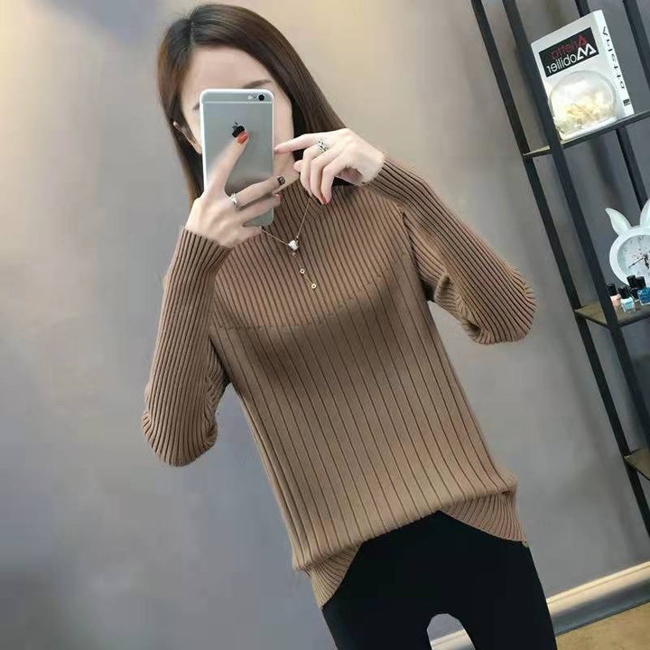 Half Turtleneck Slim Slimming Knitted Sweater-Sweaters-Zishirts