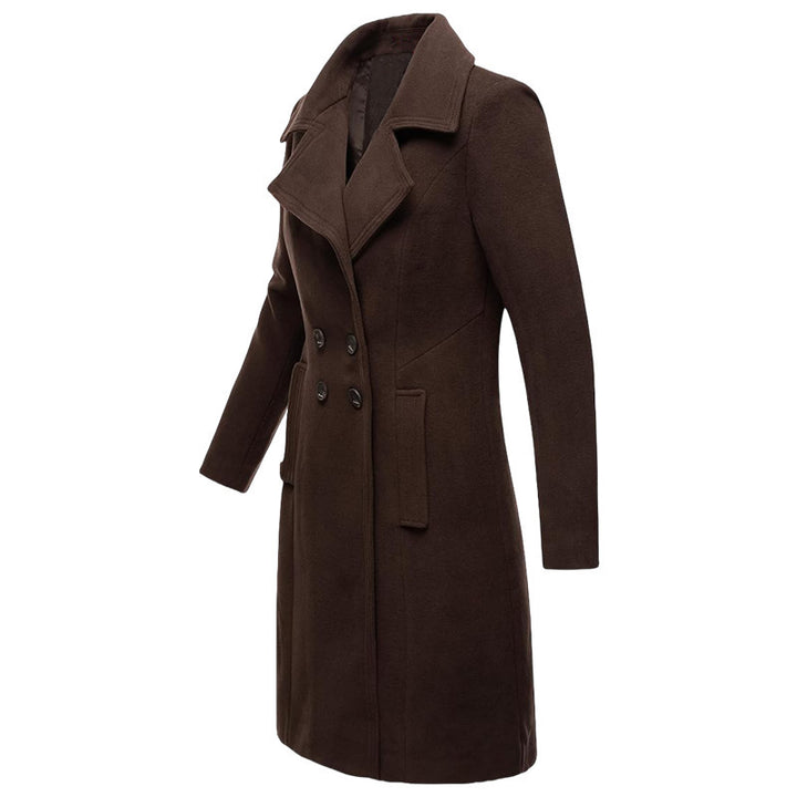 Long Woolen Women's Coat Indoor And Outdoor Casual Jacket Double Breasted-Jackets-Zishirts