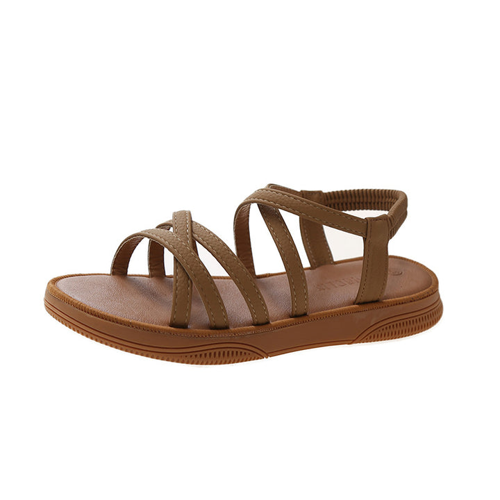 Elastic Band Cover Flat Strap Sandals-Womens Footwear-Zishirts