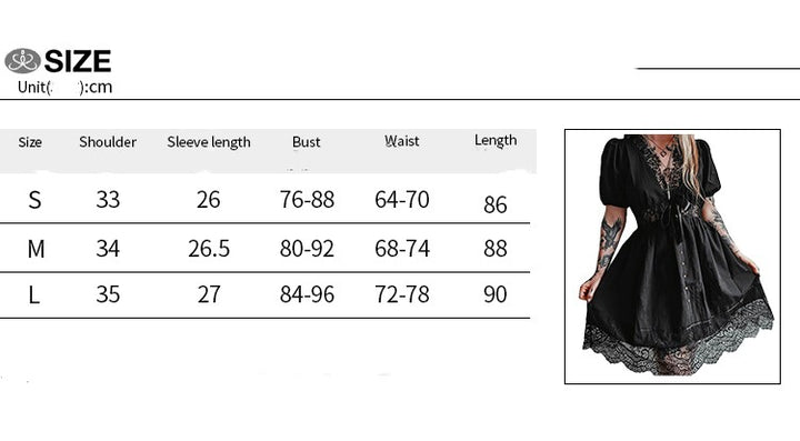 Women's Lace Texture Fabric Puff Sleeve Dress-Lady Dresses-Zishirts