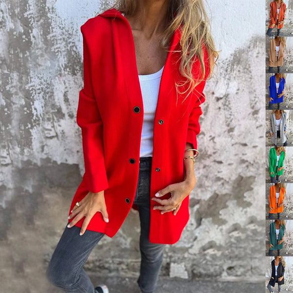 Casual Hooded Single-Breasted Cardigan Fashion Loose Solid Color Jacket Spring And Autumn Women's Clothing-Jackets-Zishirts